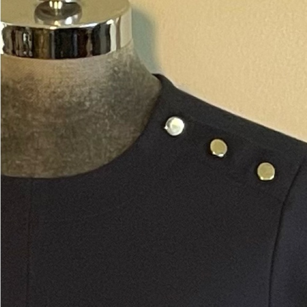 LK Bennett Navy Blue Casey Dress with Gold Buttons Size 6 - Picture 4 of 10